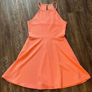 Neon orange halter sundress with keyhole feature in back
